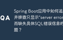 Spring Boot应用中如何追踪并排查只显示“server error”而缺失具体SQL错误信息的难题?