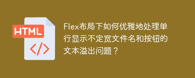 Flex布局下如何优雅地处理单行显示不定宽文件名和按钮的文本溢出问题？