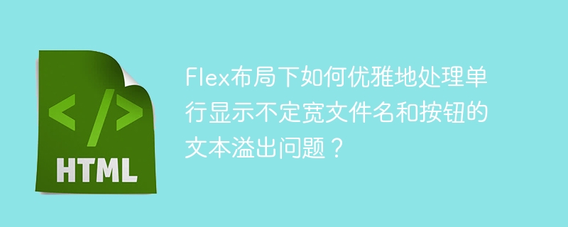 Flex布局下如何优雅地处理单行显示不定宽文件名和按钮的文本溢出问题?