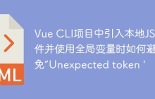 Vue CLI项目中引入本地JS文件并使用全局变量时如何避免“Unexpected token '