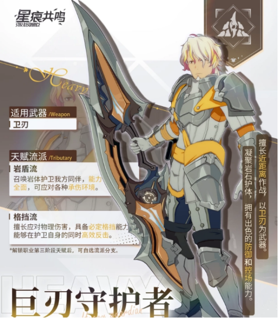 《星痕共鸣》坦克职业介绍