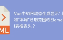 Vue中如何动态生成显示“上周”和“本周”日期范围的Element UI表格表头？