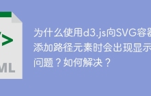 为什么使用d3.js向SVG容器添加路径元素时会出现显示问题？如何解决？