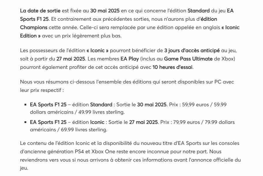 坤哥爆料：《EA SPORTS F1 25》5月30日发售