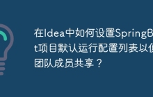 在Idea中如何设置SpringBoot项目默认运行配置列表以便团队成员共享？