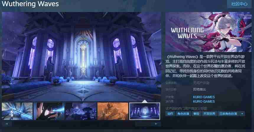 开放世界动作游戏《鸣潮》Steam页面上线 发售日待定