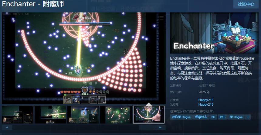 Rougelike弹幕射击地牢探索游戏《附魔师》Steam页面开放 年内发售