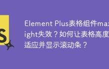 Element Plus表格组件max-height失效？如何让表格高度自适应并显示滚动条？