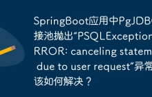 SpringBoot应用中PgJDBC连接池抛出“PSQLException: ERROR: canceling statement due to user request”异常该如何解决？