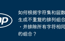 如何根据字符集和层数生成不重复的排列组合，并排除所有字符相同的组合？