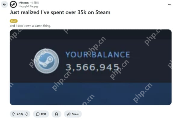 玩家吐槽发现自己Steam花费3.5万刀 网友回复很接地气