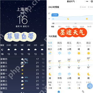 墨迹天气和苹果自带的天气哪个准 墨迹天气和苹果自带天气不一样吗