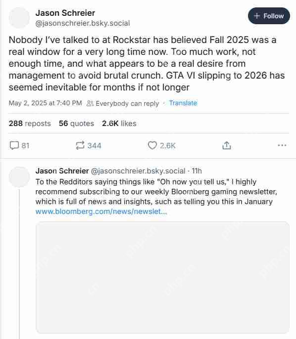 彭博社：R星员工早不相信《GTA6》能在今年发售