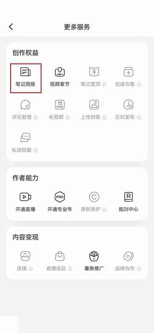 小红书笔记周报怎么查看