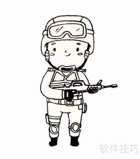 如何画出帅气的特警简笔画