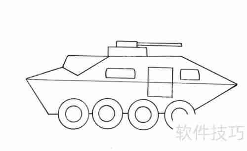 特警战车简笔画：硬核机甲风格