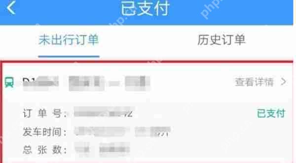 铁路12306付款后的订单怎么查看