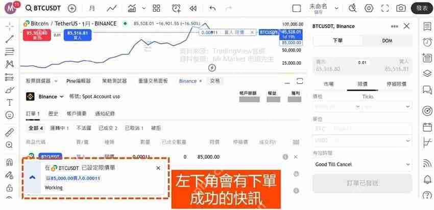 用Tradingview怎么买比特币?TradingView和币安帐户连接下单教学 (图解步骤)