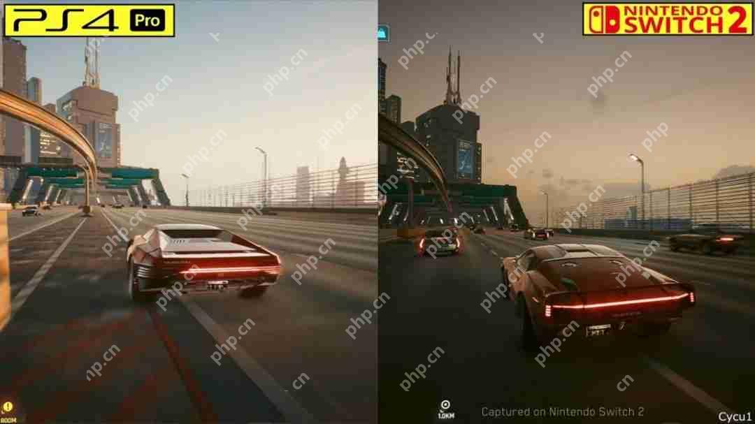 《赛博朋克2077》PS4 Pro和Switch 2画面对比