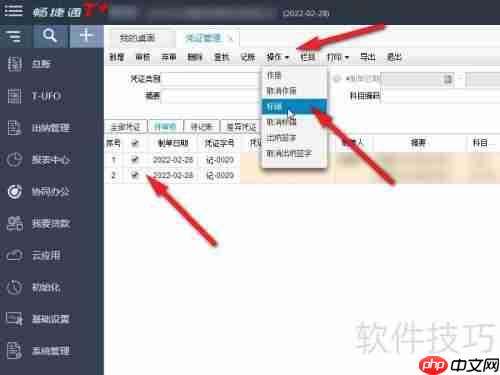 畅捷通T+财务软件凭证标错方法