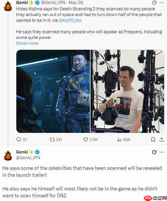 太多明星想入镜《死亡搁浅2》 小岛秀夫无奈拒绝一半人