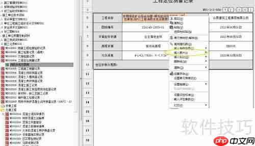 筑业资料软件中表内插入图片的方法