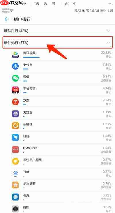 华为手机怎么看耗电排行
