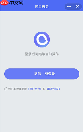 阿里云盘小程序怎么微信登陆