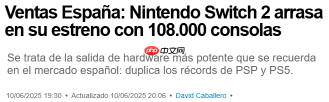 Switch 2西班牙首周销量突破10万 主机销售历史新纪录