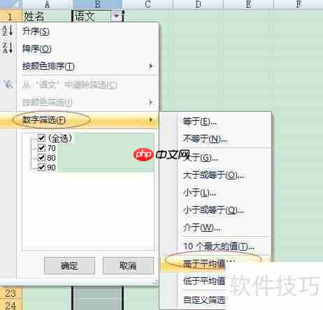 Excel技巧：快速筛选出成绩高于平均分的学生