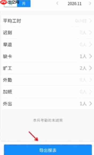 钉钉考勤表怎么导出来