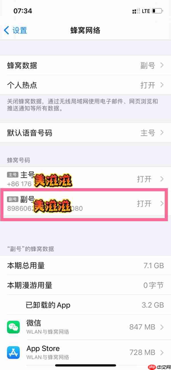 苹果手机物联卡lte热点怎么开