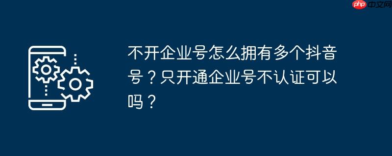 不开企业号怎么拥有多个抖音号？只开通企业号不认证可以吗？