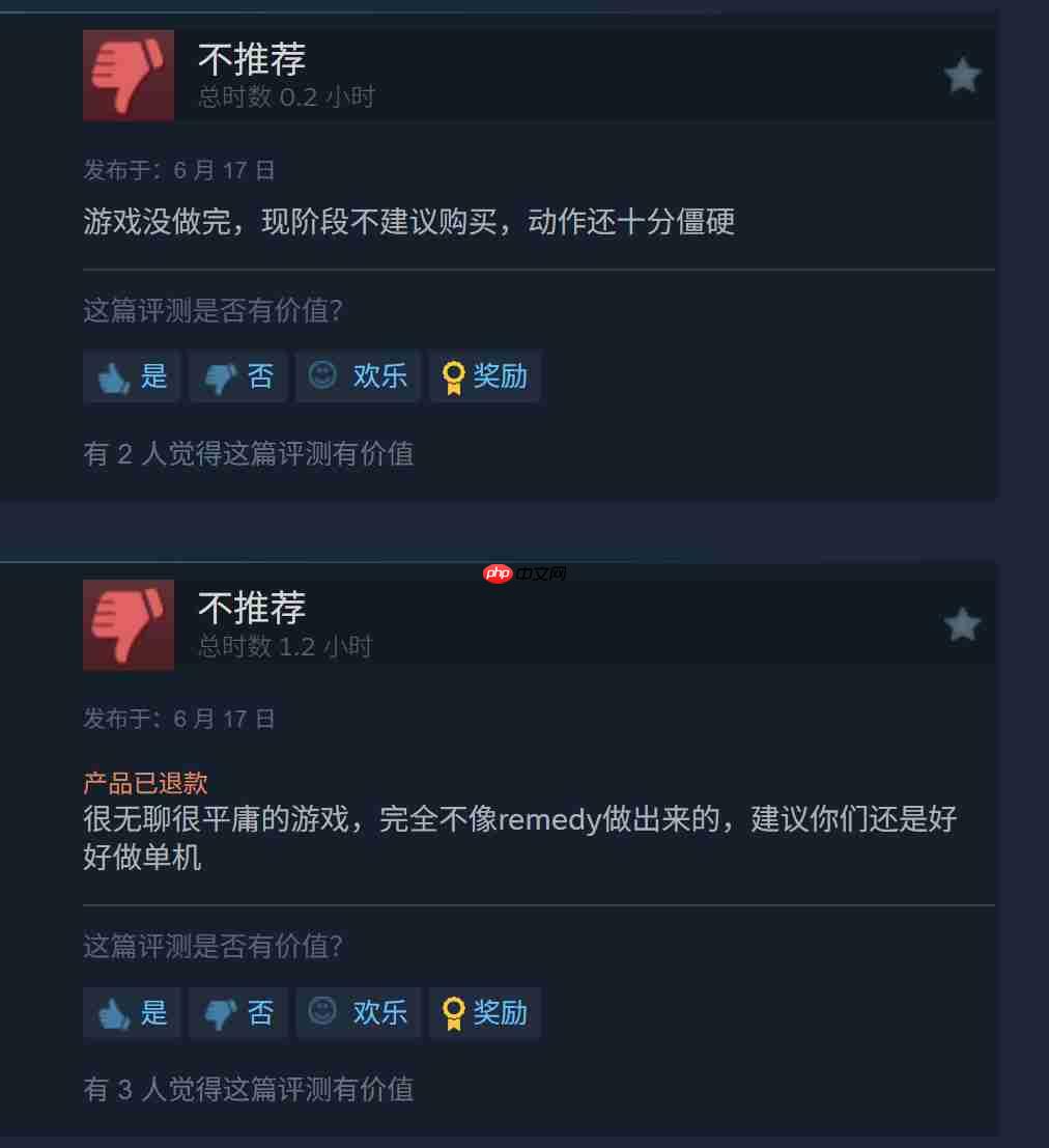 Remedy新作翻车！《FBC：Firebreak》Steam在线不到2000人、中文评价特别差评