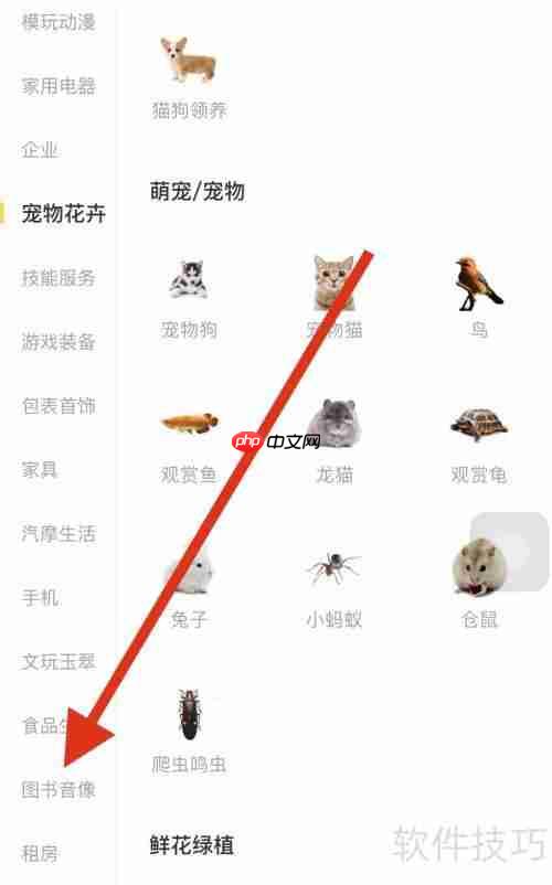 闲鱼查看图书音像的方法