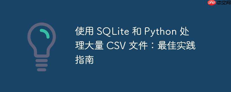 使用 sqlite 和 python 处理大量 csv 文件：最佳实践指南