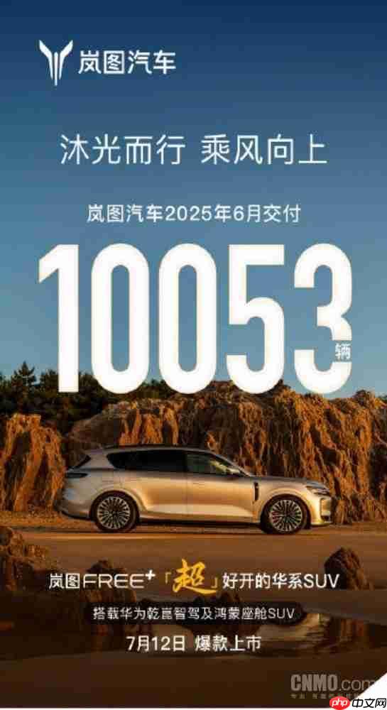 岚图6月交付量达10053辆！7月12日岚图FREE+将上市