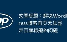 解决WordPress博客首页无法显示页面标题的问题