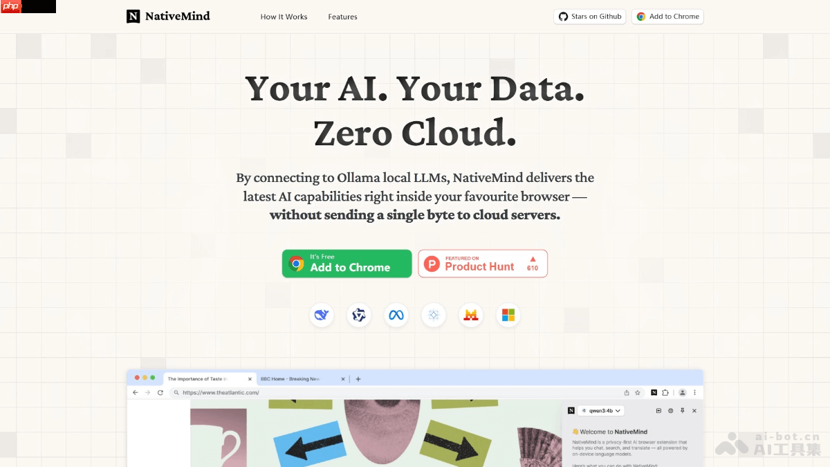 NativeMind— 开源本地AI助手，智能对话、内容分析、写作辅助等
