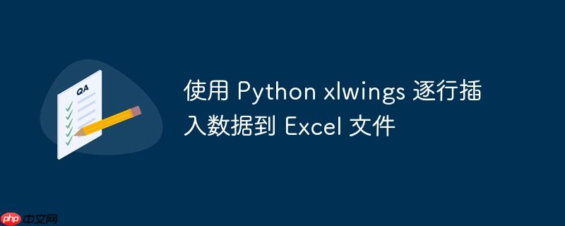 使用 Python xlwings 逐行插入数据到 Excel 文件
