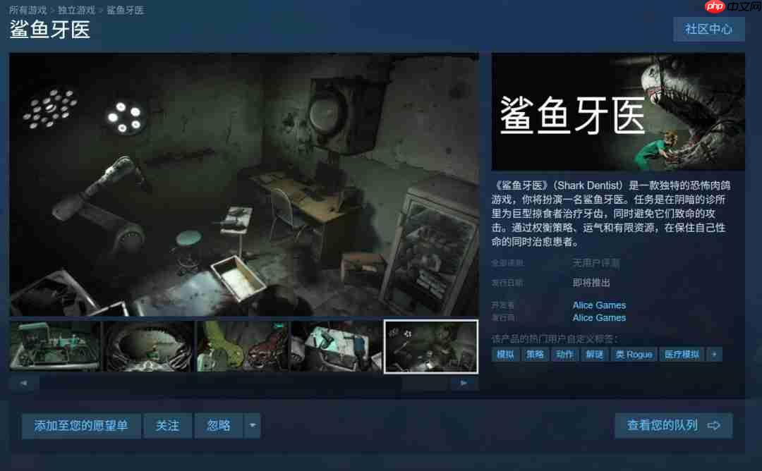 恐怖肉鸽游戏《鲨鱼牙医》公布 冒死给鲨鱼看牙