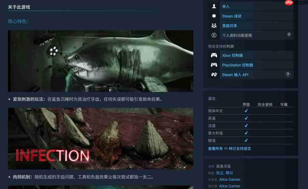 恐怖肉鸽游戏《鲨鱼牙医》公布 冒死给鲨鱼看牙