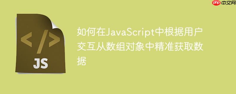如何在JavaScript中根据用户交互从数组对象中精准获取数据
