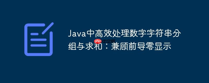 Java中高效处理数字字符串分组与求和：兼顾前导零显示