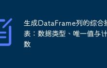 生成DataFrame列的综合摘要表：数据类型、唯一值与计数