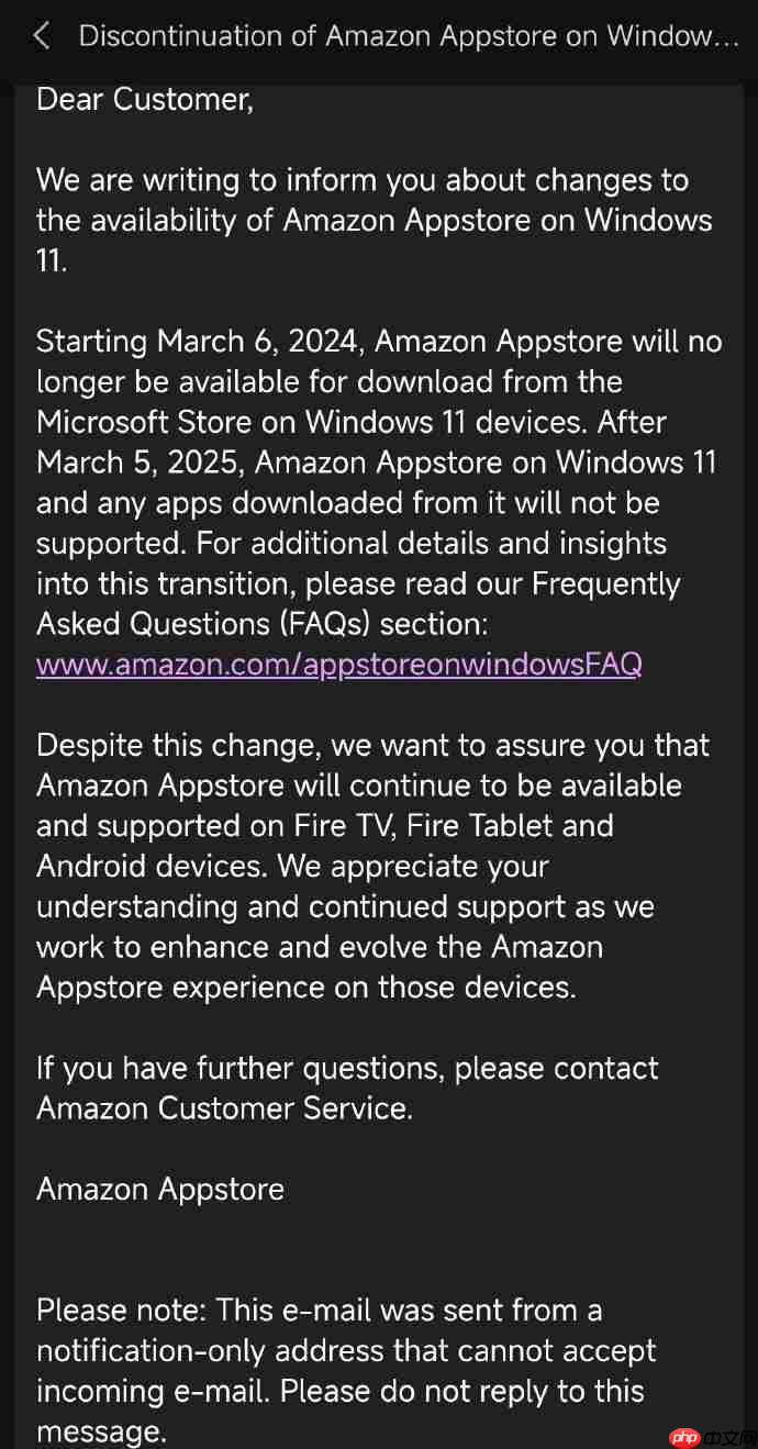 3 月 5 日后微软将终止对 Windows 安卓子系统的支持，亚马逊应用