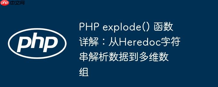 PHP explode() 函数详解：从Heredoc字符串解析数据到多维数组
