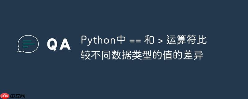 Python中 == 和 > 运算符比较不同数据类型的值的差异