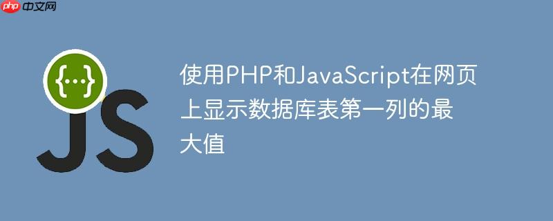 使用php和javascript在网页上显示数据库表第一列的最大值