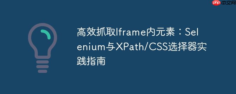 高效抓取Iframe内元素：Selenium与XPath/CSS选择器实践指南
